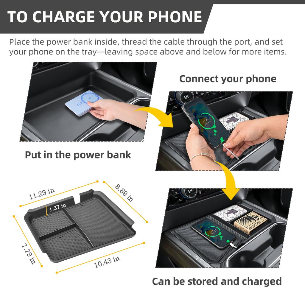 For 2025 2025 Chevy Chevrolet Silverado 2500HD 3500HD Middle Center Console Organizer Tray Armrest Box Storage Car Accessories