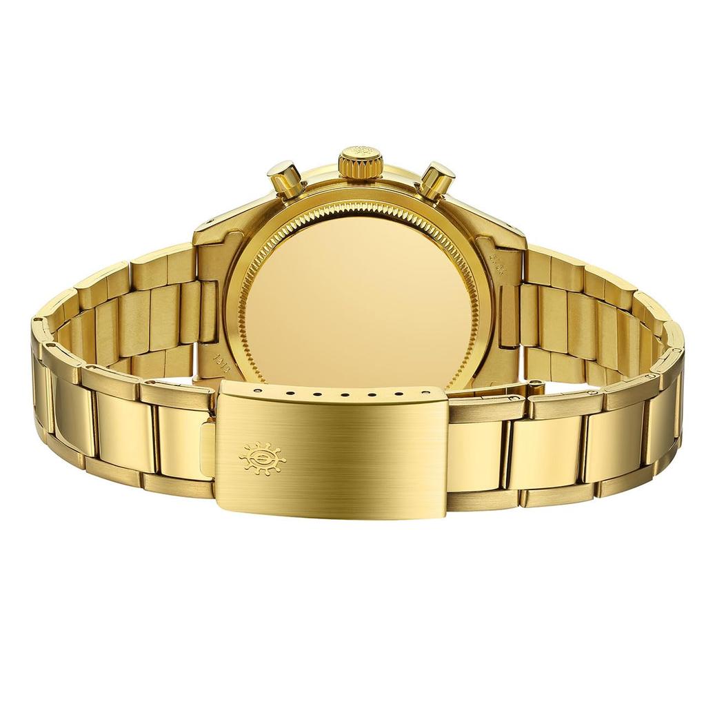 [OMECO] Uhr Herren Omex DENMA Vintage Modell Wasserdicht bis 3 ATM Omeco Uhr Omeko Uhr Hommage Uhr Omex Uhr (Gold x Schwarz)