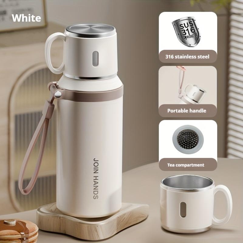 

Изолированная бутылка для воды из нержавеющей стали 316 с чашкой, портативный вакуумный термос для активного отдыха, ручной тамблер, сохраняет холод 24 часа 600ml