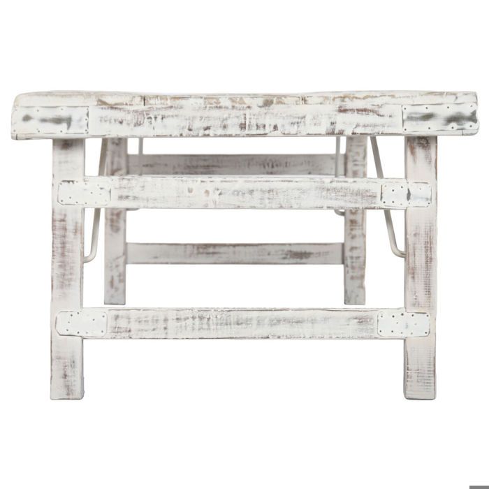 Table Basse - HOME ESPRIT - 148 x 69 x 47 cm - Blanc - Bois recyclé - Pliable