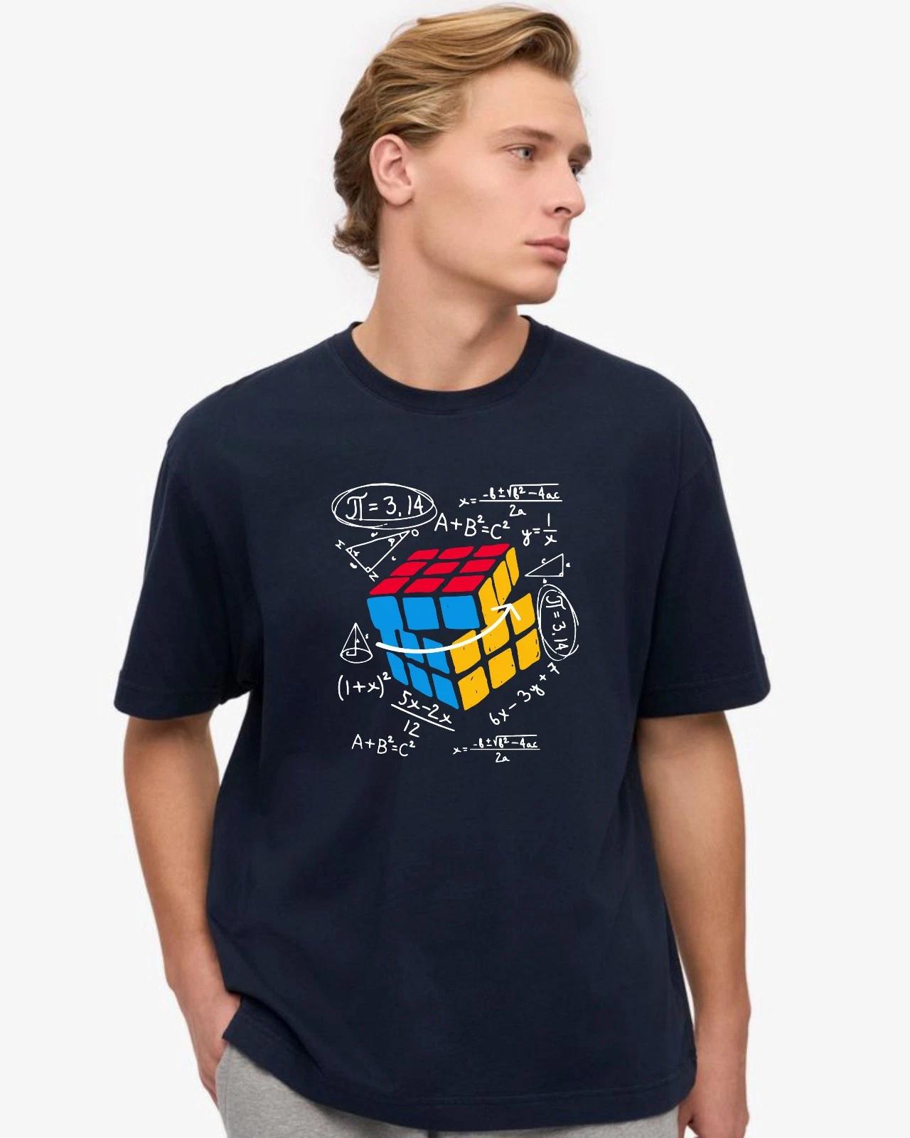 Cool Cube Math Rubik Player T-Shirt, Novelty Equations Puzzle Solver Unisex Tee S