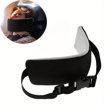 Adjustable Travel Neck Pillow with Head Support Strap - Ergonomic Design,Soft Plush Material,for Airplanes,Cars,Long-Distance Travel & Napping Comfort