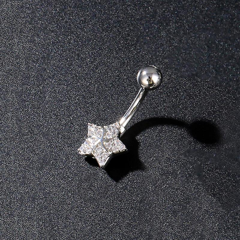 Fashion Zircon Belly Button Rings Stainless Steel Bow Heart Navel Piercing Ring For Women Sexy Belly Piercing Ring Body Jewelry