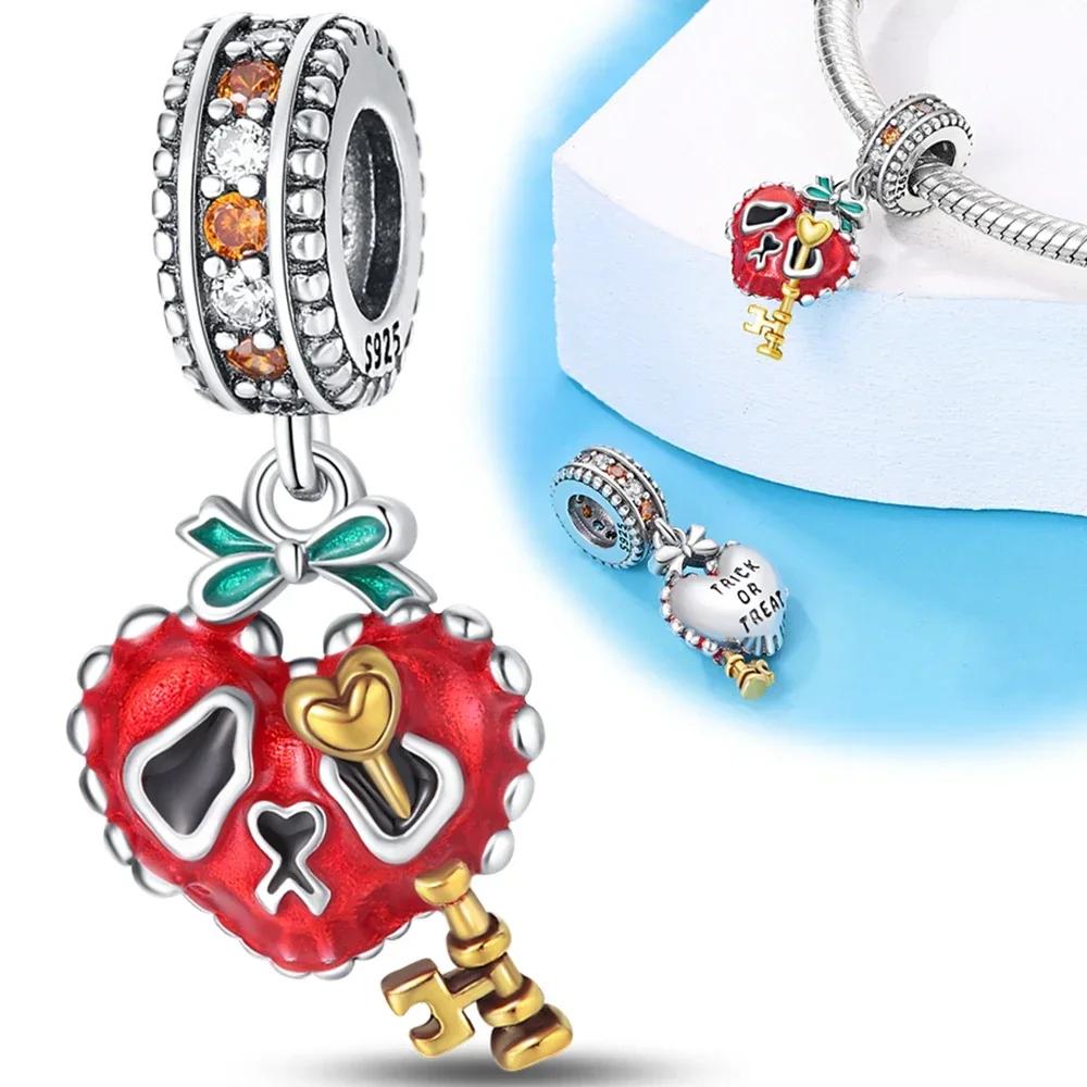 Copper Halloween Series Luminous Pumpkin Blood Devil Charm For Women Original Bracelet Diy Jewelry Making Gift