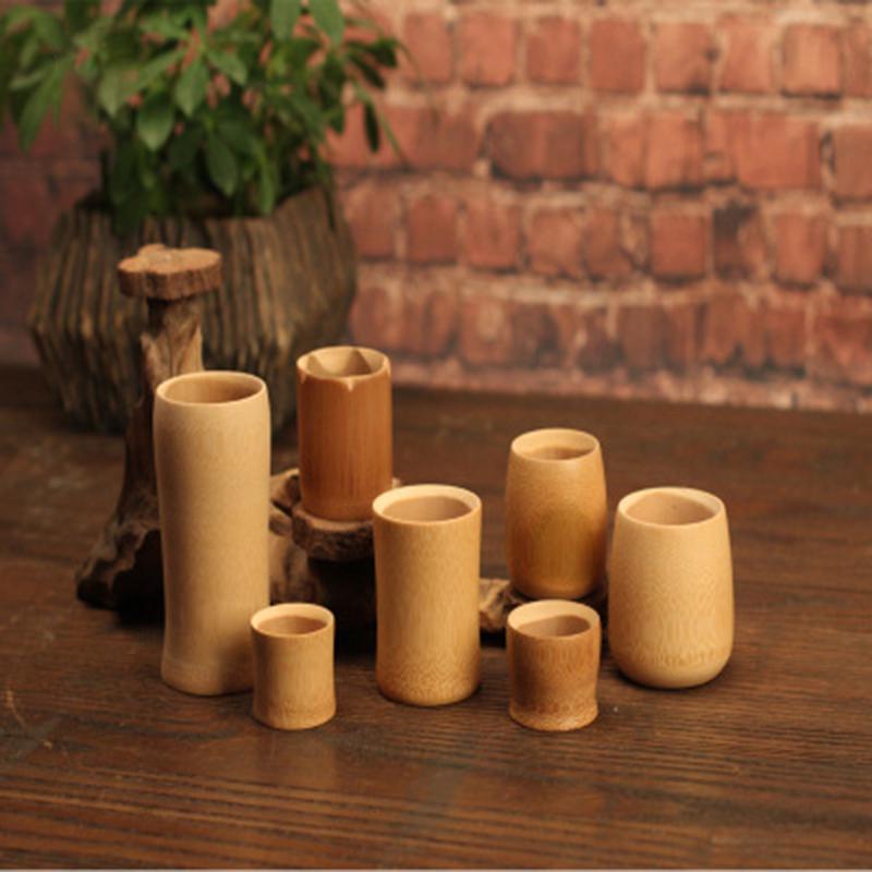 Bambusbecher Japanischer Stil Natürlicher Bambus Geschnitzter Wasserbecher Tee Bier Kaffee Saft Trinkbecher Handgefertigter Holzbecher