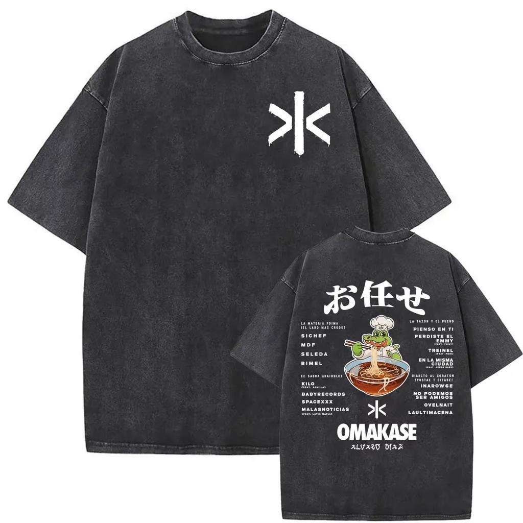 Omakase Album Alvaro Diaz Tour 2026 Vintage Washed T-shirt Men Women Harajuku Hip Hop Punk T Shirt Breathable Material No Stuffiness In Hot Summer