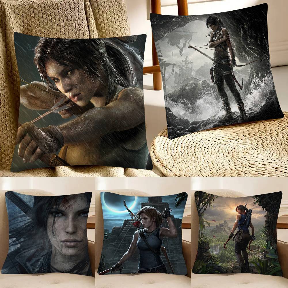 Game Tomb Raider Pillow Case Fashion Square Pillowcase Bedroom Sofa Room Ins Decoration Leisure