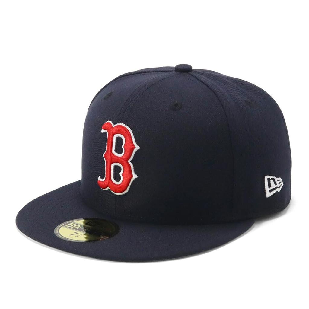 New Era 59FIFTY Cap MLB Boston Red Sox BOS Navy Blue UNDER VISOR ONSPOTZ Exclusive and 5950 Straight Flat Visor Perfect for Spring and Summer Popular