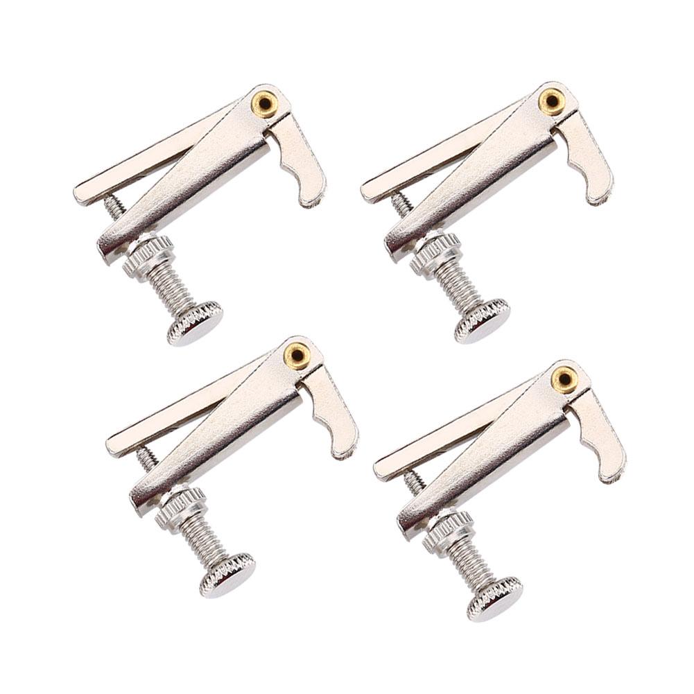 4Pcs Durable Alloy Fine Tuners String Adjusters Replacement Parts for 3 4 4 4 Violin (Silver)