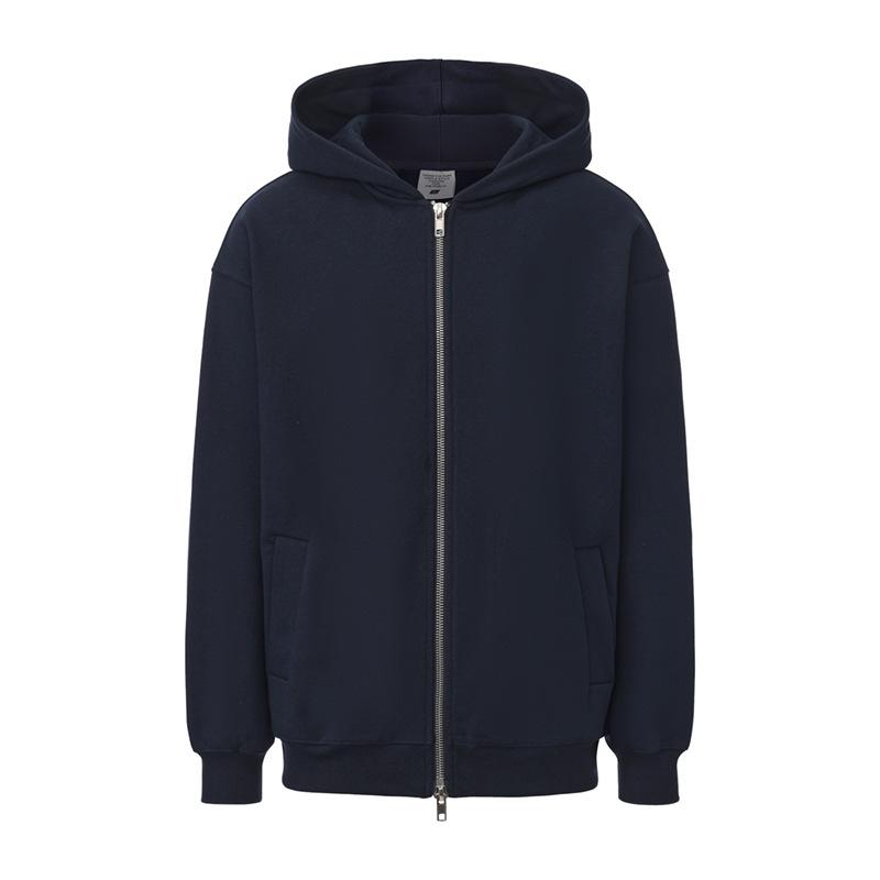 Completo con Felpa con Cappuccio e Pantaloni della Tuta Streetwear Americano 430G Fodera in Pile Collo a Polo Zip-Up Tuta Casual
