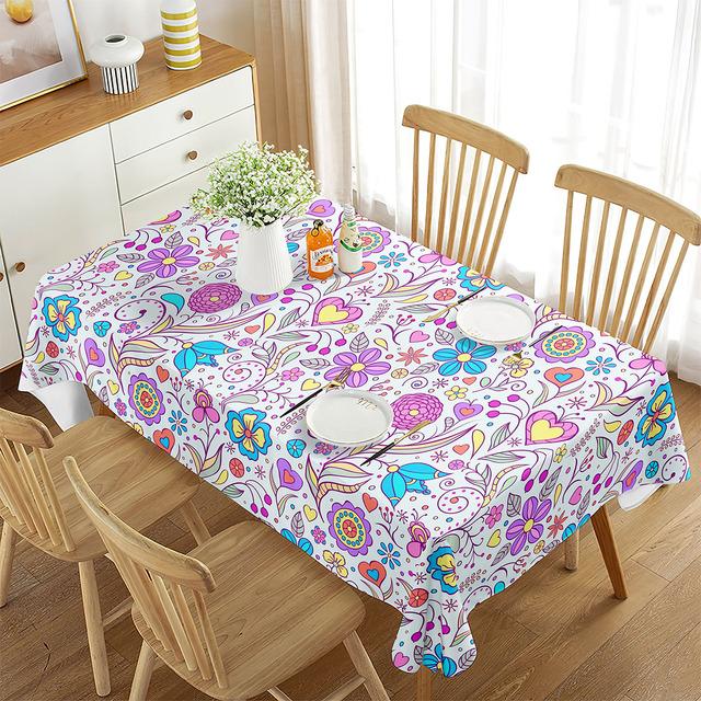 Floral Tablecloth Rectangular Little Fresh Aesthetic Decor For Kitchen Dining Room Picnic Travel Party