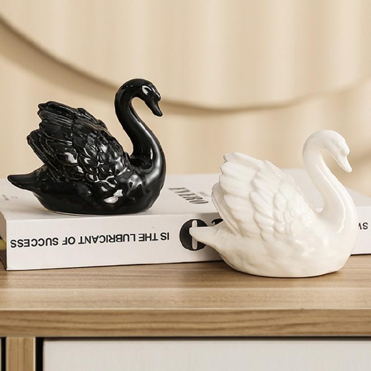 Figura di Anatra in Porcellana Statuetta Animale Ceramica Elegante da Collezione per Case Moderne Accento Ornamentale per Styling Interni Ufficio
