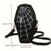 WTEMPO Halloween Zipper PU Bags Gothic Coffin Shaped Crossbody Bags Halloween Spider/Spider Web Pattern Large Purses Vintage Single Shoulder Gift Bags