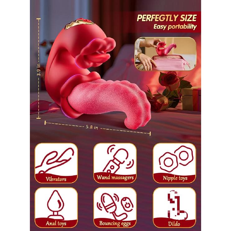 Tongue Licking Clitoral Vibrator for 18+ Women Adult Supplies Thrusting Vaginal Tapping G Spot Female Masturbator for Sex Toy