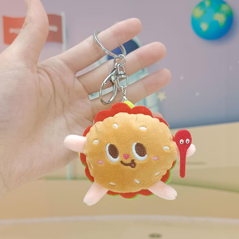 12cm Kawaii Essen Brot Hamburger Hund Pommes Plüschtier Weicher Gefüllter Plüsch Anhänger Schlüsselanhänger für Kinder Geschenke Spielzeug