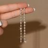Fashionable and Versatile Rhinestone Inlaid Simple Tassel Earrings, Light Luxury High-end Ear Accessories for Women
