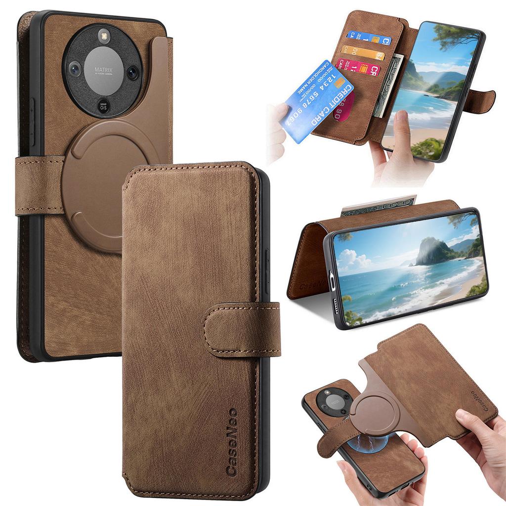 CASENEO MW-03 Detachable Wallet Case For Honor Magic8 Lite 5G / X9d 5G / X70 5G Leather + TPU Phone Cover