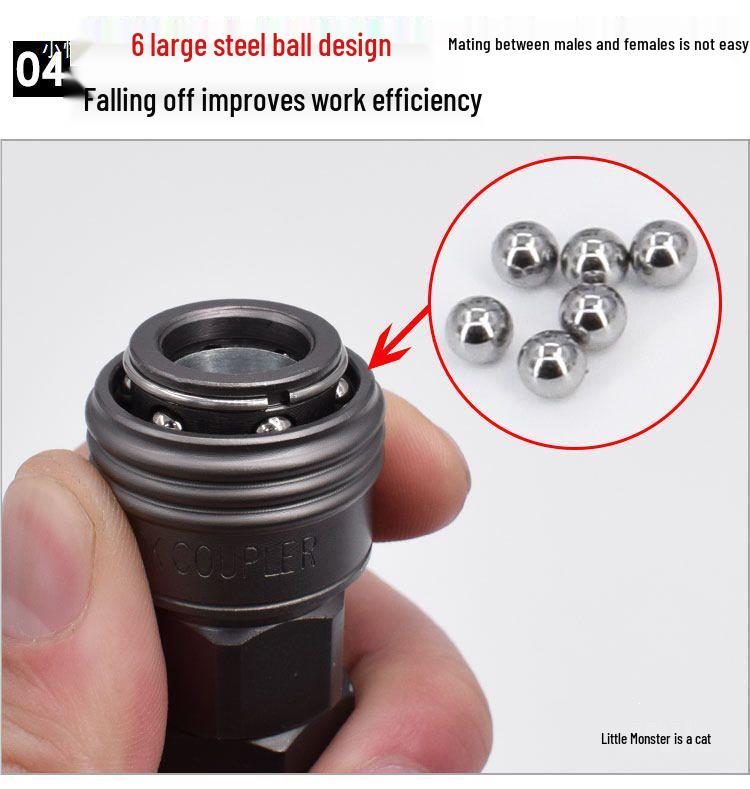 Black Gold Steel C-Type Self-Locking Pneumatic Quick Connector for Male/Female Air Compressor Ports