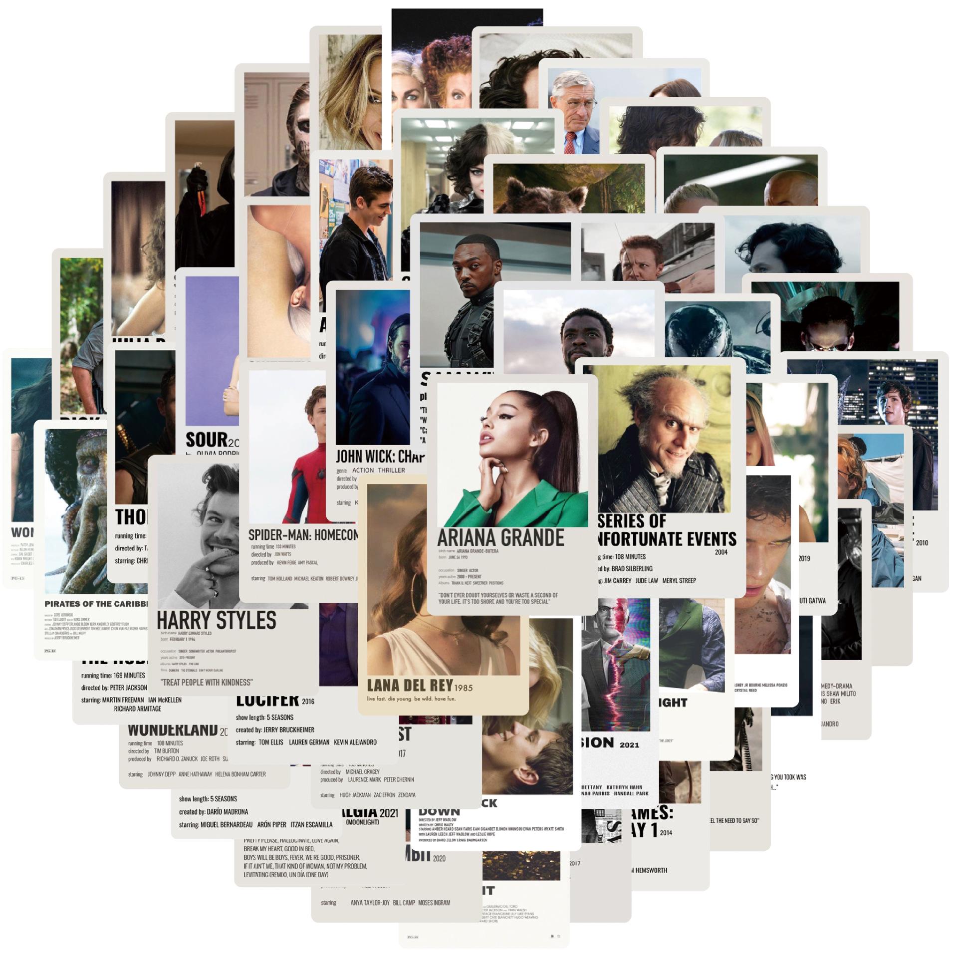 50 Movie Poster Stickers: Waterproof PVC Decals for Suitcases, Guitars, Bottles, Notebooks & Tablets 50pcs Non-Repeating