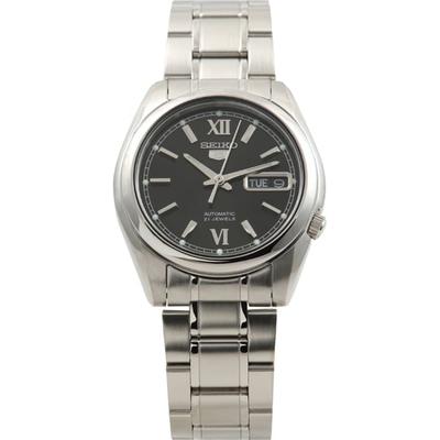 Seiko Unisex SNKL55K1 (Seiko5 SS náramek BK) Kulaté hodinky stříbrné analogové