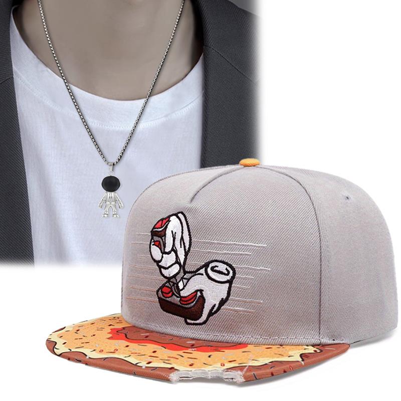 

2pcs Men s Baseball Cap Hundred Can Adjustable Hat Street Dance Tide Cap Spaceman Pendant Necklace Sports Outdoor Leisure Couple Duck Tongue Sun Hat серый