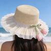 Tulip Lace Straw Hat Children Summer Seaside Beach Vacation Wind Shade Sun Protection Large Brim Sun Hat