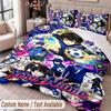 Custom Name Text 3Pcs Bedding Set Blue Lock Duvet Cover And Two Pillowcases
