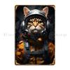 Jet Pilot Cat With Goggles Metal Plaque Poster Design Pub Wall Decor Garage Club Party Design  Tin Sign Poster