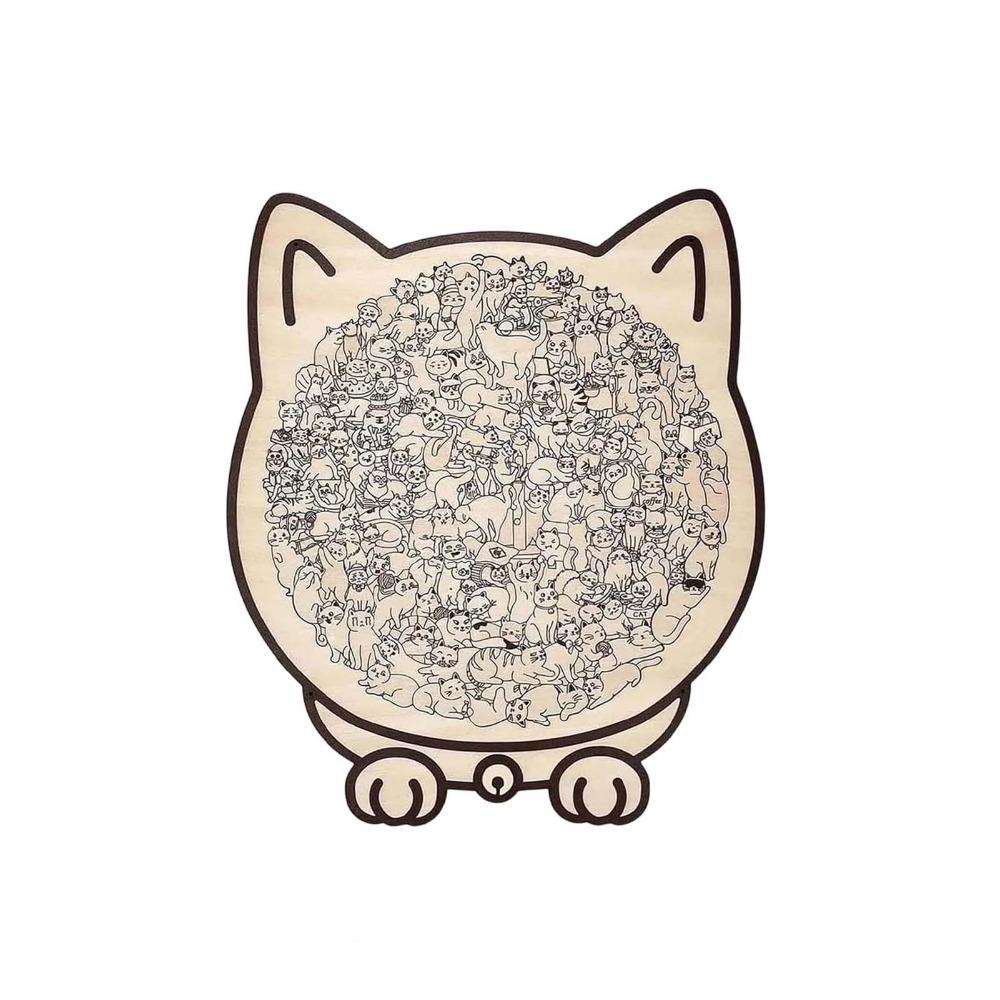 Cute Kitten Cat-shaped Jigsaw Animal Puzzle Unique Irregular Puzzle Cat Wooden Puzzle  For Adults