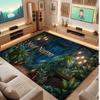 Mushroom Forest Theme Crystal Velvet Floor Rug Personalized Custom Name Text Warm Carpet Home Decoration