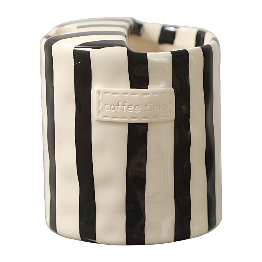 Hand-Painted Retro Striped Ceramic Coffee Mug Tea Cup for Milk Coffee Juice Latte Hot Cold Drinks Christmas Gift Drinkware