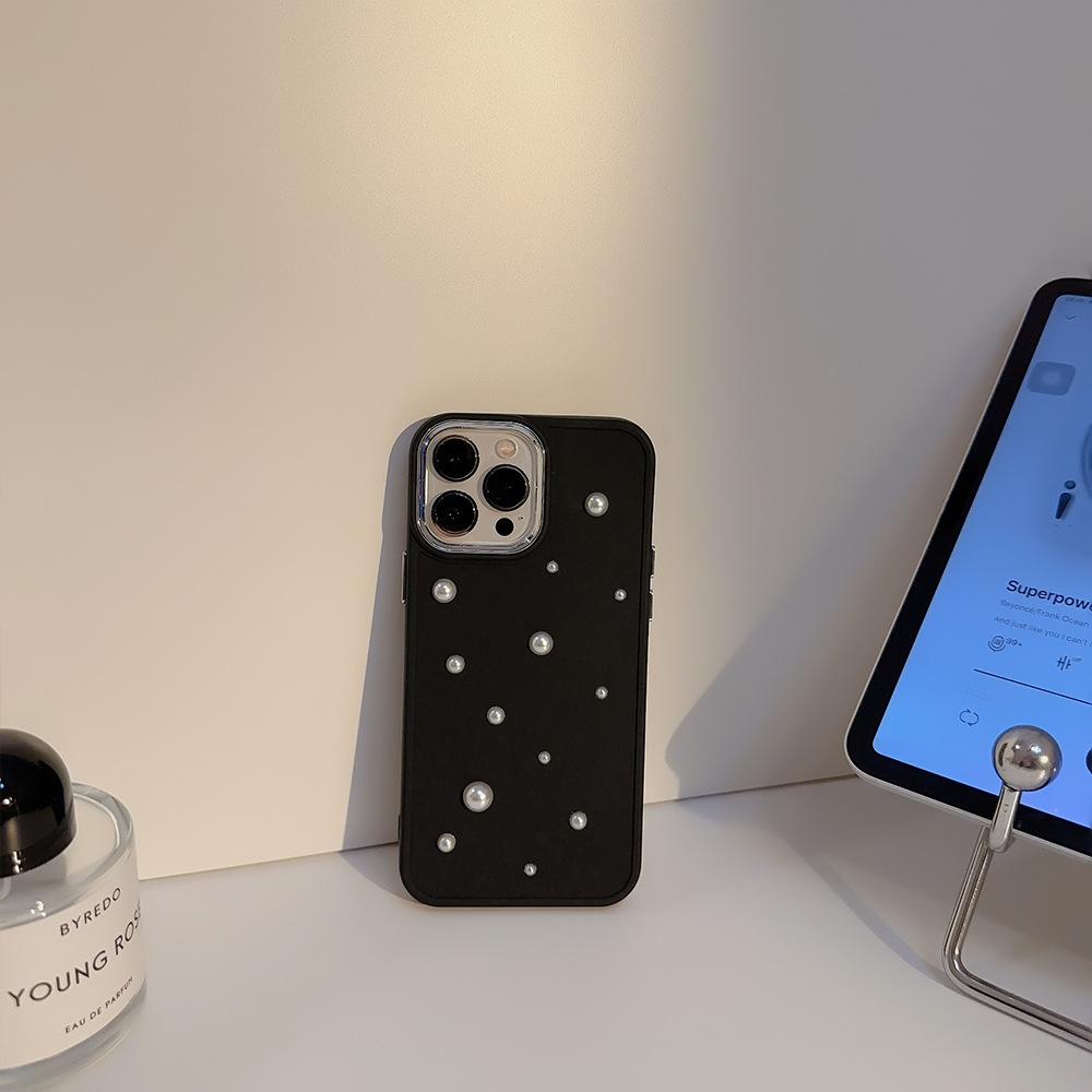 Three-dimensional Pearl 17 Apple Mobile Phone Case Iphone16 Simple 11 Electroplating 12 Light Luxury 15promax Suitable for X/13