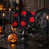 Halloween Flower Decoration Artificial Rose Flower, Gothic Black Red Faux Silk with Floral Arrangement Supplies Long Stem for Arrangement, Home