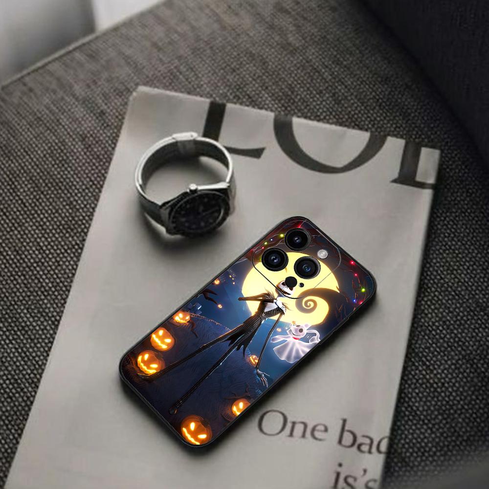 The N-Nightmare Before Christmas Phone Case For Iphone 16 15 11 13 14 Pro Max 7 8 Plus X Xr Xs Max 12mini Black Shell Cover Case