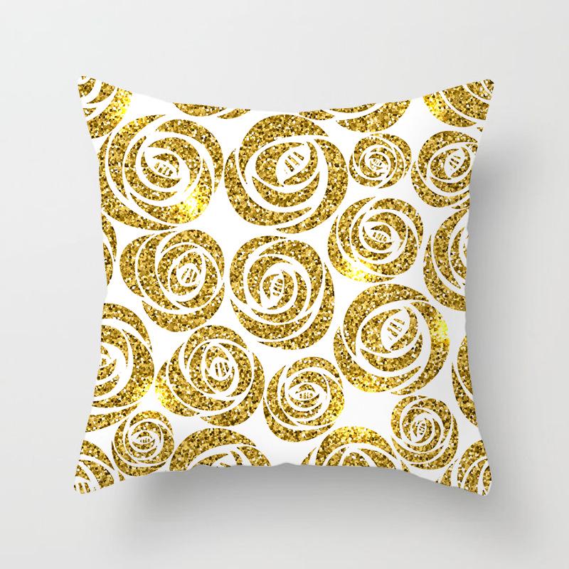 Ins Nordic Style Home Soft Decoration Gold Sofa Pillowcase Digital Printing Office Cushion Cover Pillowcase