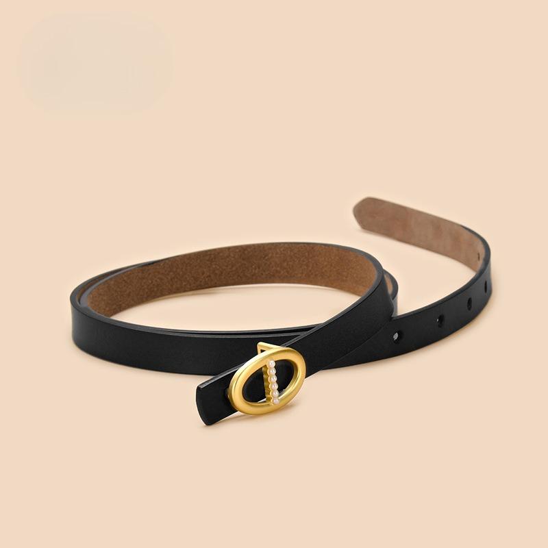 Slim Belt Women's Dress Belt Women's Retro Cowhide Hand Belt Belt Belt Belt