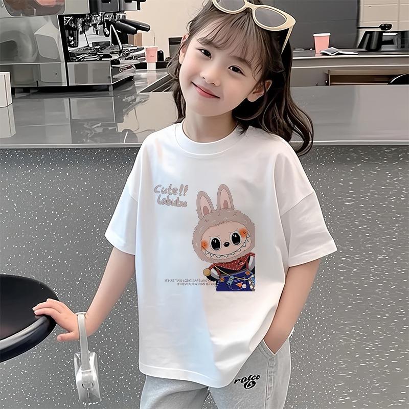 Kreslený elf grafický Labubu dětské potištěné tričko léto dámské ležérní venkovní dívčí trička s krátkým rukávem top oblečení