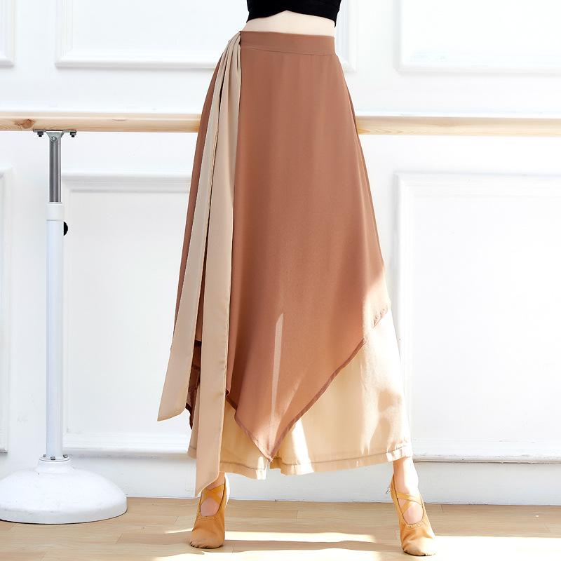Double Layer Ribbon Chiffon Culottes - Women's Classical Dance Performance Wide-Leg Pants