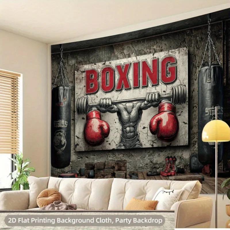 Oxing Gym Fitness Tapestry 2D Flat Printed Peach Skin Wall Hanging Workout Room Decor Background Cloth For Man Cave Bedroom