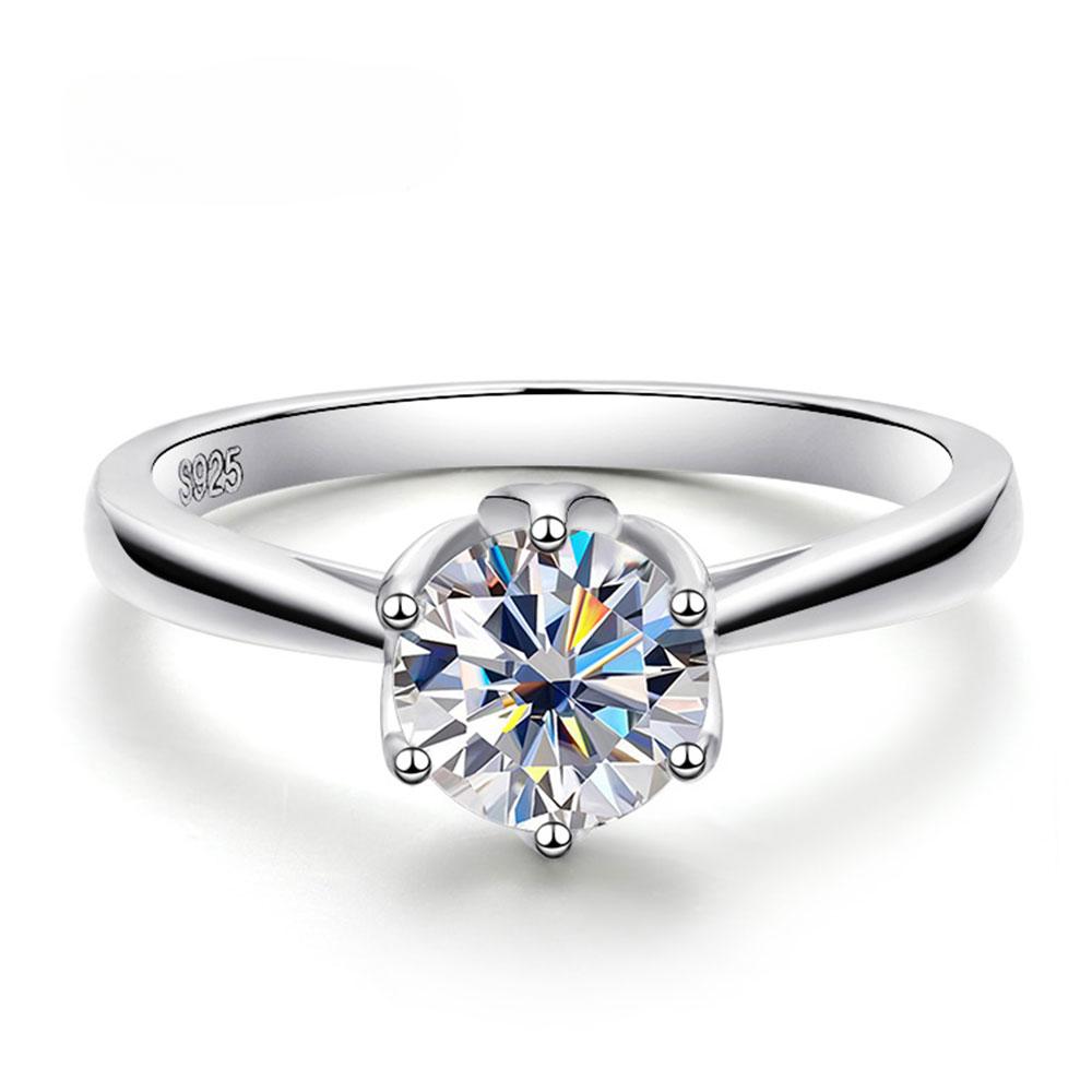 

Цвет D VVS1 Кольцо с муассанитом GRA Сертифицированные лабораторные кольца-пасьянсы с бриллиантами для женщин Обручальное кольцо из стерлингового серебра 925 пробы 5