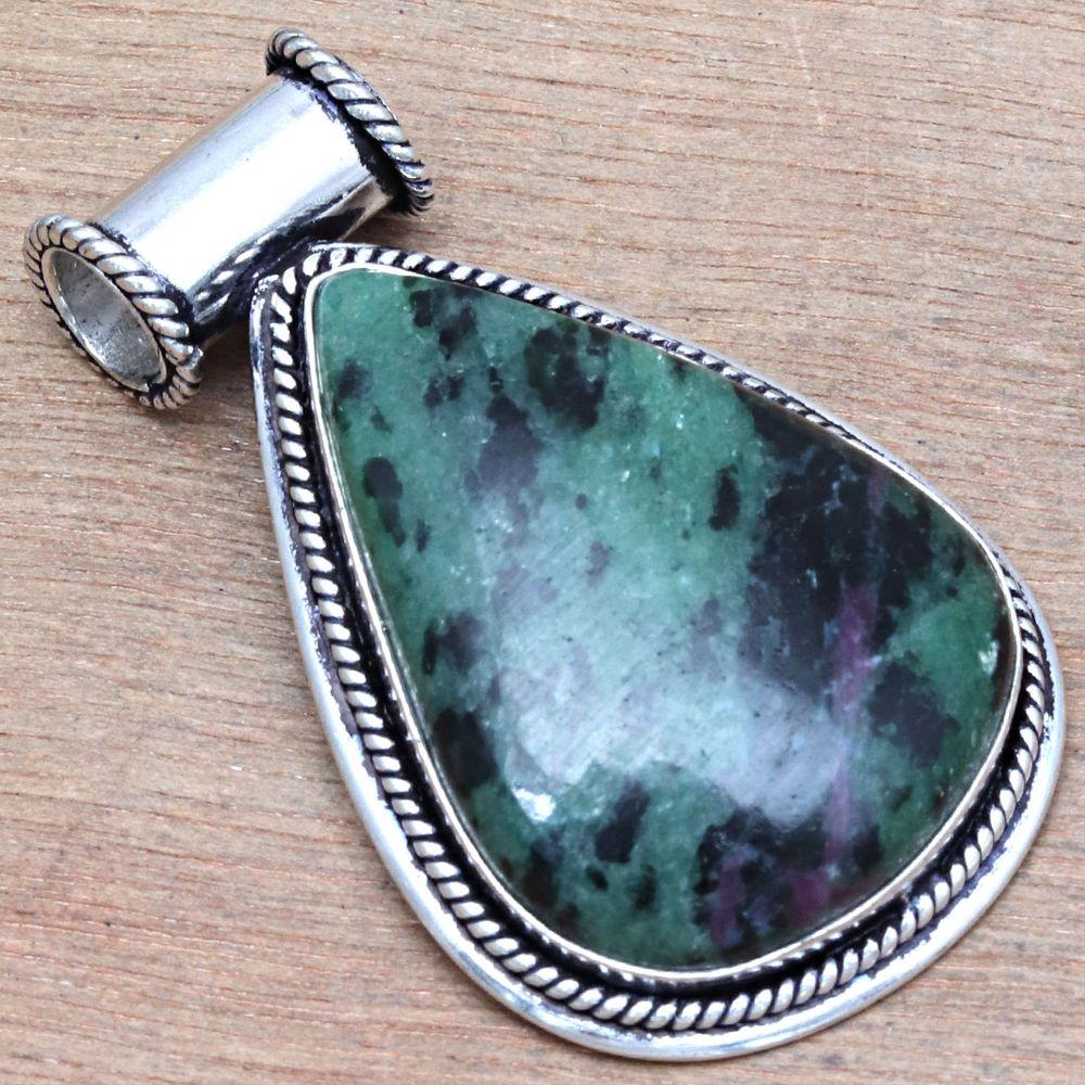 Pendant Ruby Zoisite Gemstone Mother'Day Gift Silver Jewelry 1.75"
