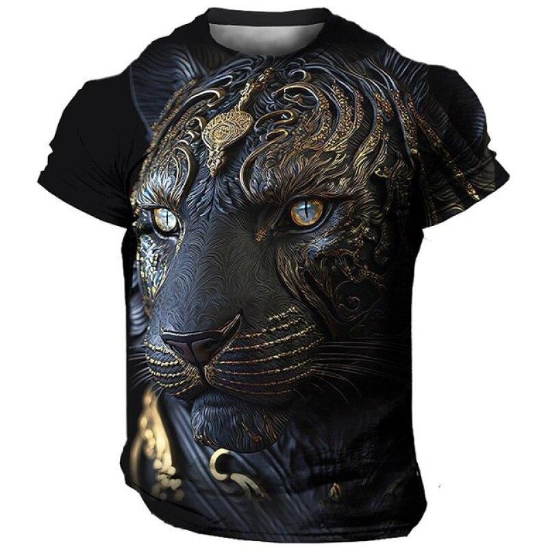 

Модная мужская футболка с принтом льва, летняя уличная одежда в стиле хип-хоп в стиле Харадзюку, повседневная блузка с круглым вырезом и короткими рукавами, свободный топ с животным узором 3XL