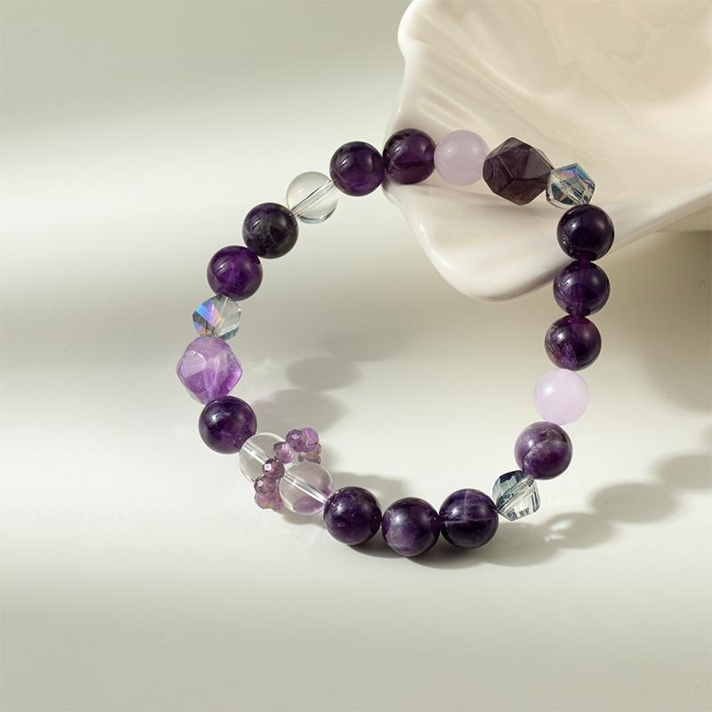 Retro Purple Amethyst Beaded Bracelet: Versatile Handcrafted Luxury Jewelry