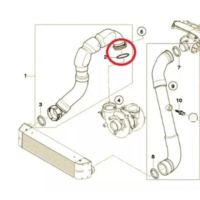 Sello Tose Intercooler Turbo 11617801222 Autopartes Negro Accesorios para Coche Nuevo Práctico Para BMW E46 E60 E61 E65