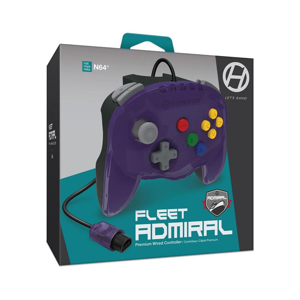 

Hyperkin Wired Controller Original Port Fleet Admiral Hyperkin Fleet Admiral N64 Wired Controller Purple N64® фиолетовый