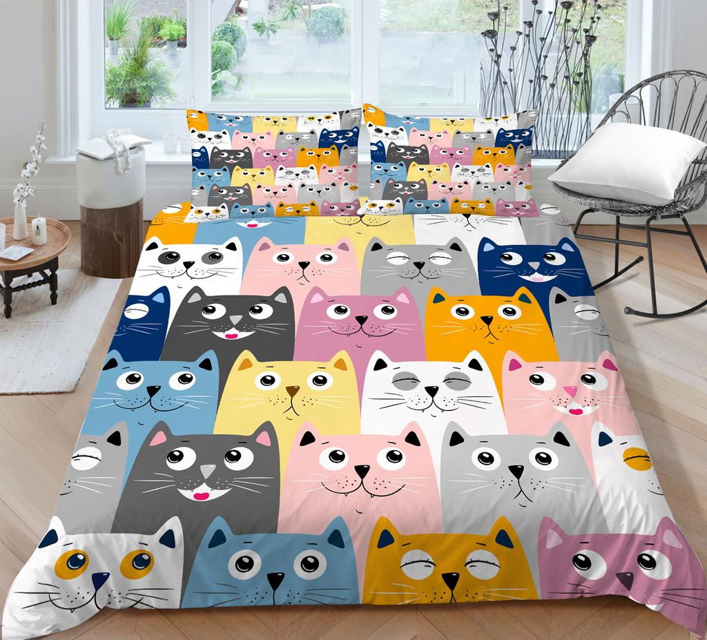 Bedding Two Or Three-Piece Set Cute Cat Series Polyester