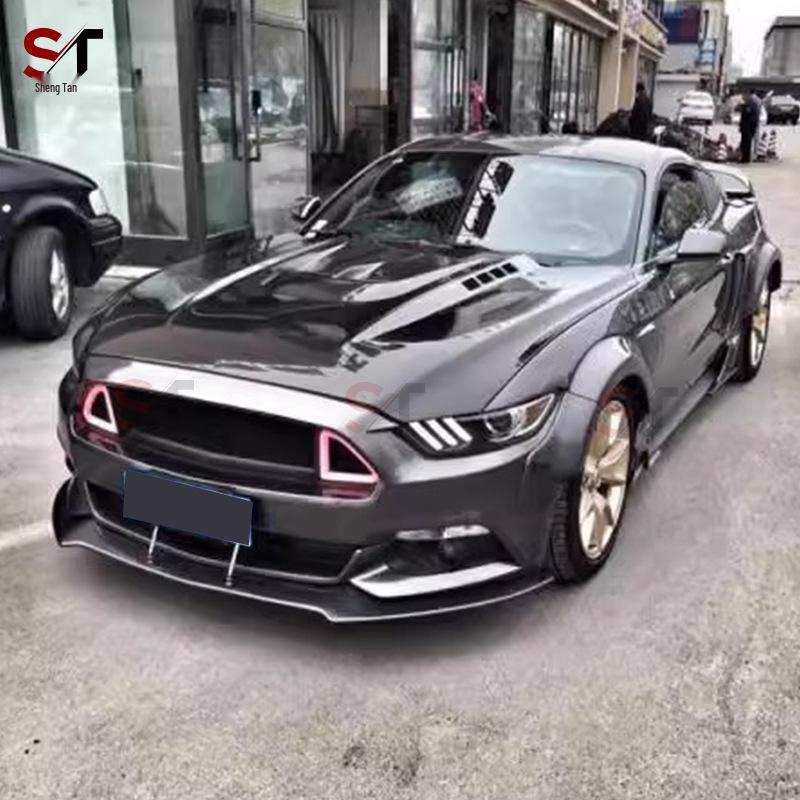 2015-2017 Ford Mustang Carbon Fiber Front Lip, Flame-Style Splitter, and Chin Guard