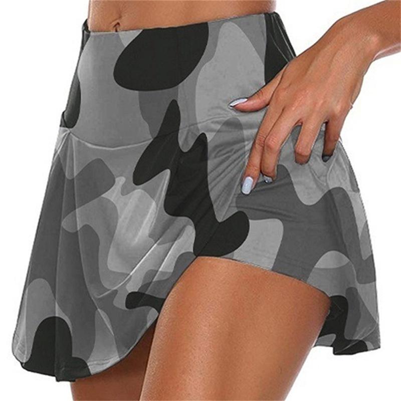 Women's Fashion Camouflage Print Athletic Skort with Pockets Running Tennis Golf Gym Sports Workout Skirt