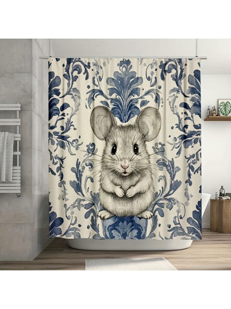 

1Pc Black & White Ink Drawing Shower Curtain, Durable Polyester, Easy Clean, For Bathroom & Window Decor W60H190(CM)-1 Pcs