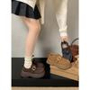 Queen Fan Brown Retro Platform All-Inclusive Birkenstocks Autumn with Skirt Soft-soled Loafers